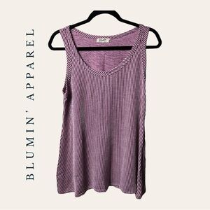 0557. BLUMIN APPAREL TANK‎ TOP SIZE 1X STRIPES BURGUNDY/WHITE IN COLOR